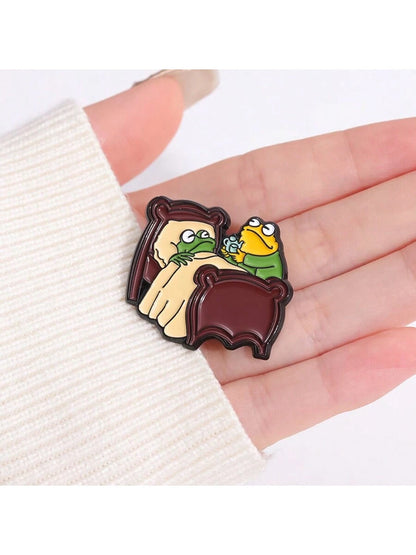Frog Bicycle Love: Fun And Romantic Brooch That Highlights Your Unique Personalized Halloween Pin For Clothes Bag Charm Backpack For School Kpop Teacher Supplies Bag Charms Cute Office Accessories Shi