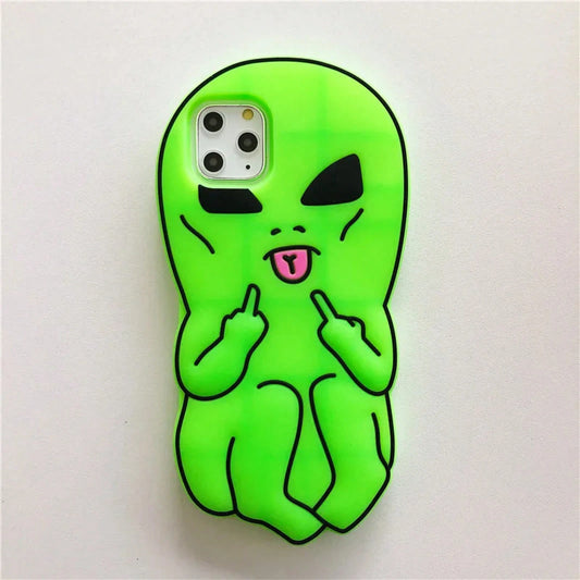 Funny Cartoon Swag Alien Phone 17 Pro/16/15 Pro/14/13 Soft Silicone Rubber Funda 17 Pro/16 Pro