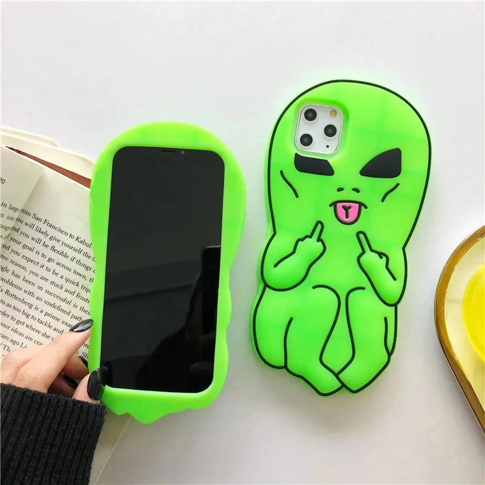 Funny Cartoon Swag Alien Phone 17 Pro/16/15 Pro/14/13 Soft Silicone Rubber Funda 17 Pro/16 Pro
