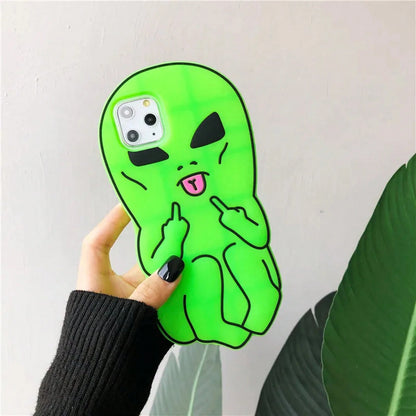 Funny Cartoon Swag Alien Phone 17 Pro/16/15 Pro/14/13 Soft Silicone Rubber Funda 17 Pro/16 Pro