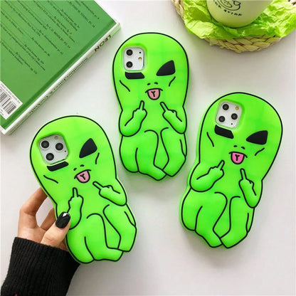 Funny Cartoon Swag Alien Phone 17 Pro/16/15 Pro/14/13 Soft Silicone Rubber Funda 17 Pro/16 Pro
