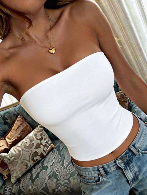 GAOVOT Women's Sexy Sleeveless Crop Top, Y2K Style Square Neck Camisole, Casual & Versatile For Summer White, Streetwear