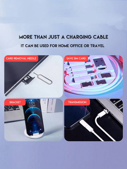 Gesen USB Adapter Kit: Multi Charging Cable Box, Phone Stand Tray, Ejector Pin, Data Cable Storage Box Compatible With IPhone/Android/Type-C/ Compatible With IPhone, Android, Camera, MP3 Universal Ada