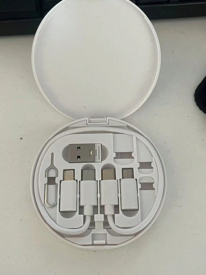 Gesen USB Adapter Kit: Multi Charging Cable Box, Phone Stand Tray, Ejector Pin, Data Cable Storage Box Compatible With IPhone/Android/Type-C/ Compatible With IPhone, Android, Camera, MP3 Universal Ada
