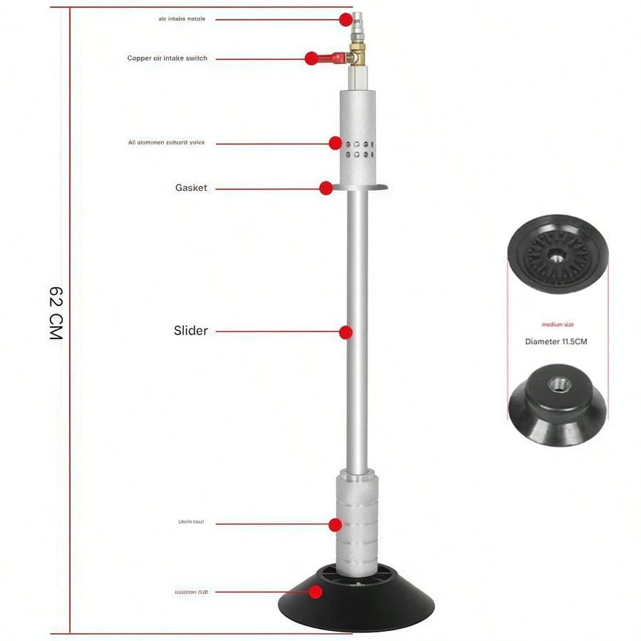 Gets Precision Air-Powered Car Dent Puller Featuring Strong Suction Cup Mounts And Slide Hammer For Effortless Auto Body Panel Repair And Dent Removal.