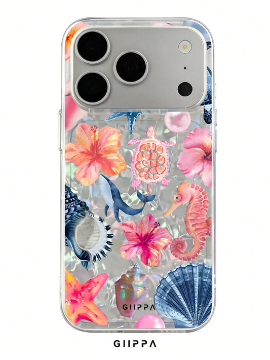 GIIPPA 1 Piece Ocean Mixed Pattern Design Phone 17 Pro Max Case, Suitable For Phone 16 Pro Max, 15 Pro Max, 14 Pro Max, Korean Stylish And Interesting Phone Case, Compatible With 11/12/13/14/15/145 P