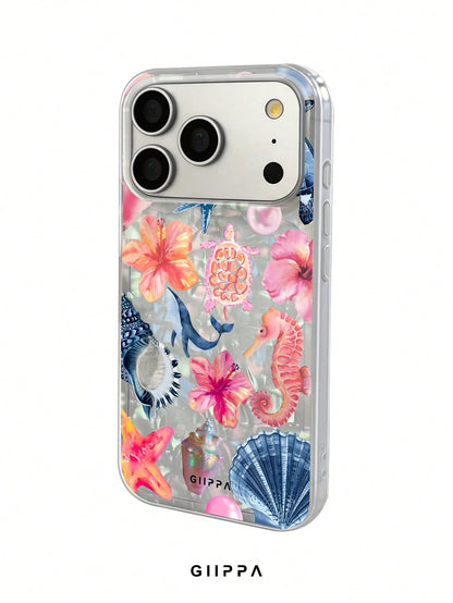 GIIPPA 1 Piece Ocean Mixed Pattern Design Phone 17 Pro Max Case, Suitable For Phone 16 Pro Max, 15 Pro Max, 14 Pro Max, Korean Stylish And Interesting Phone Case, Compatible With 11/12/13/14/15/145 P