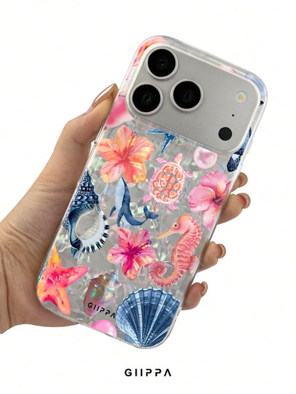 GIIPPA 1 Piece Ocean Mixed Pattern Design Phone 17 Pro Max Case, Suitable For Phone 16 Pro Max, 15 Pro Max, 14 Pro Max, Korean Stylish And Interesting Phone Case, Compatible With 11/12/13/14/15/145 P