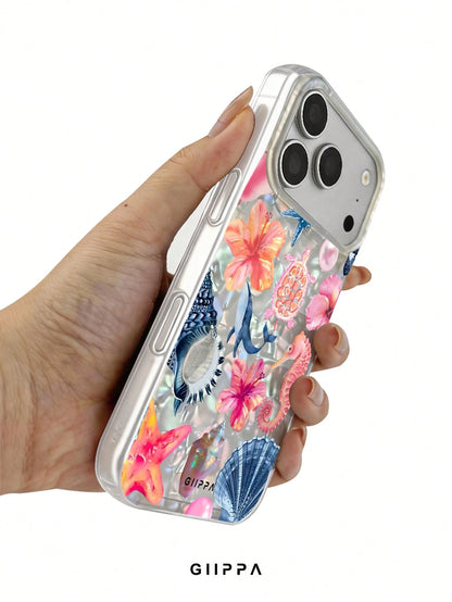 GIIPPA 1 Piece Ocean Mixed Pattern Design Phone 17 Pro Max Case, Suitable For Phone 16 Pro Max, 15 Pro Max, 14 Pro Max, Korean Stylish And Interesting Phone Case, Compatible With 11/12/13/14/15/145 P
