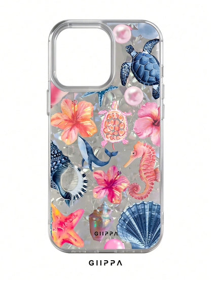 GIIPPA 1 Piece Ocean Mixed Pattern Design Phone 17 Pro Max Case, Suitable For Phone 16 Pro Max, 15 Pro Max, 14 Pro Max, Korean Stylish And Interesting Phone Case, Compatible With 11/12/13/14/15/145 P