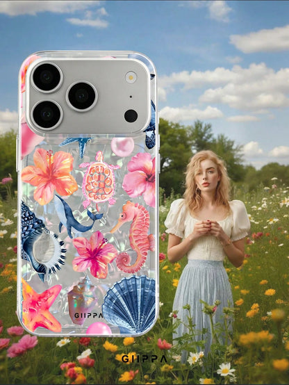 GIIPPA 1 Piece Ocean Mixed Pattern Design Phone 17 Pro Max Case, Suitable For Phone 16 Pro Max, 15 Pro Max, 14 Pro Max, Korean Stylish And Interesting Phone Case, Compatible With 11/12/13/14/15/145 P