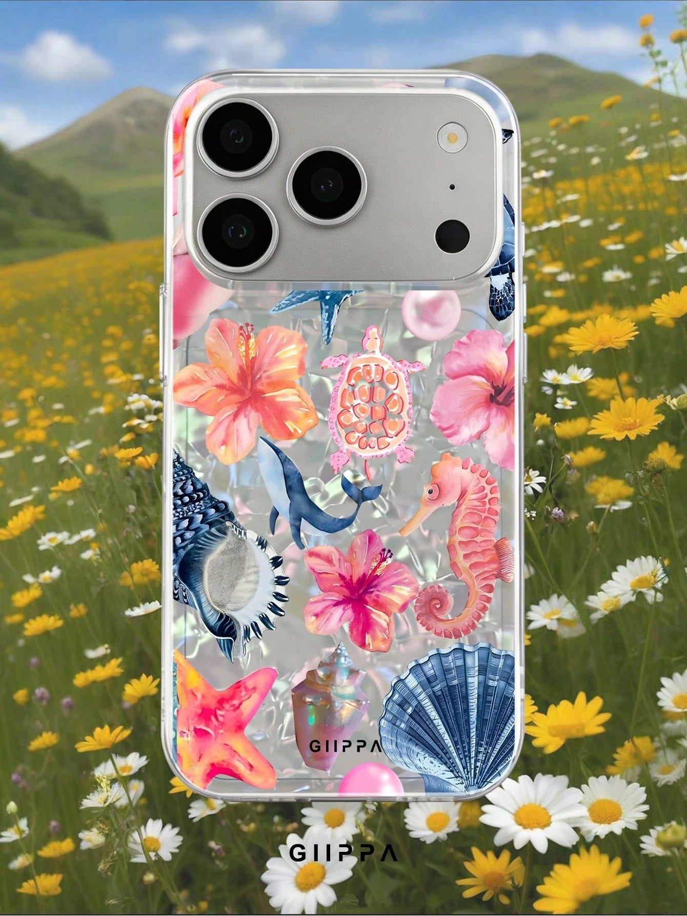 GIIPPA 1 Piece Ocean Mixed Pattern Design Phone 17 Pro Max Case, Suitable For Phone 16 Pro Max, 15 Pro Max, 14 Pro Max, Korean Stylish And Interesting Phone Case, Compatible With 11/12/13/14/15/145 P