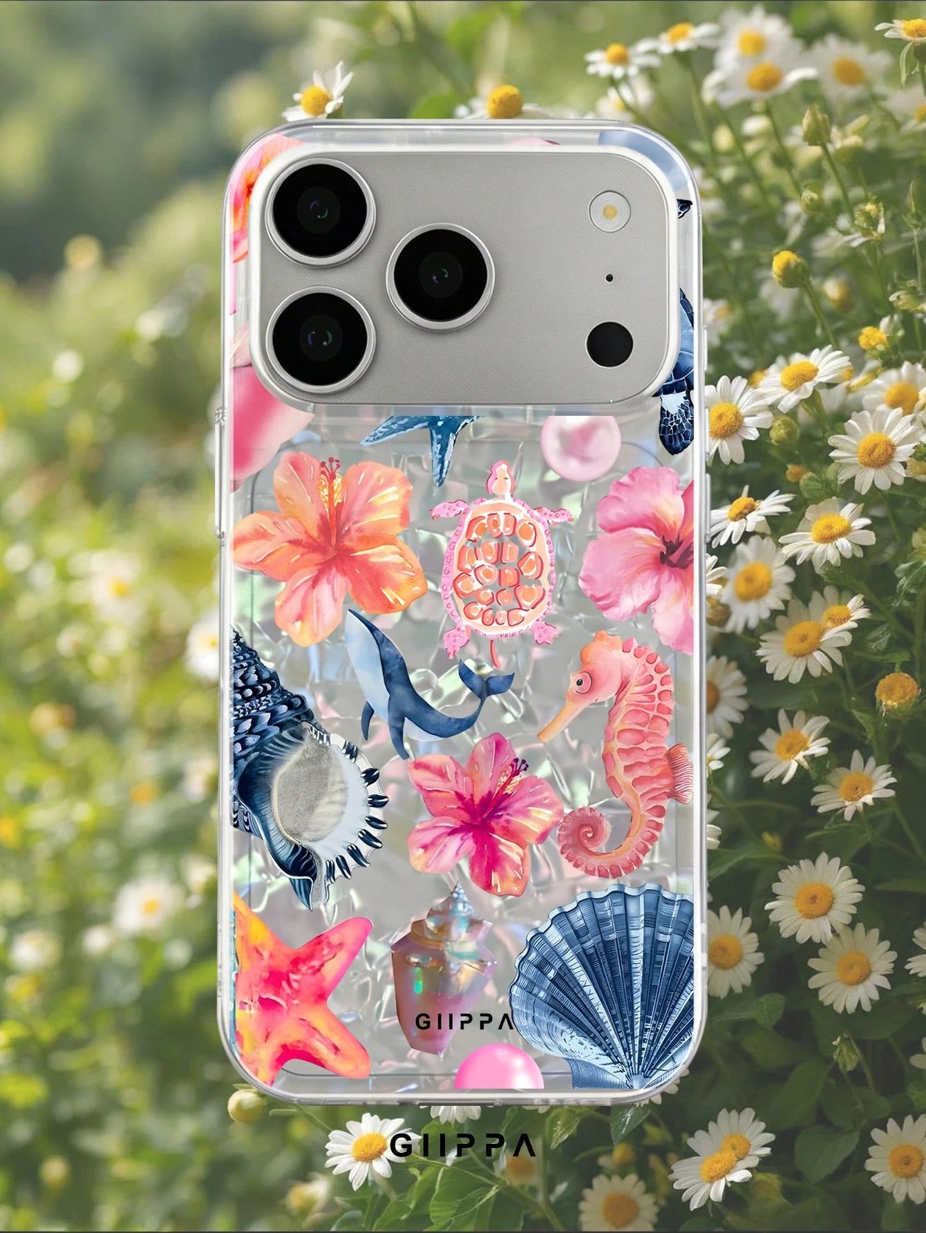 GIIPPA 1 Piece Ocean Mixed Pattern Design Phone 17 Pro Max Case, Suitable For Phone 16 Pro Max, 15 Pro Max, 14 Pro Max, Korean Stylish And Interesting Phone Case, Compatible With 11/12/13/14/15/145 P