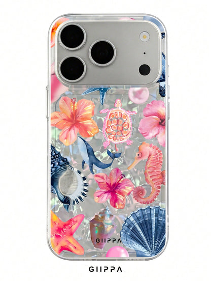 GIIPPA 1 Piece Ocean Mixed Pattern Design Phone 17 Pro Max Case, Suitable For Phone 16 Pro Max, 15 Pro Max, 14 Pro Max, Korean Stylish And Interesting Phone Case, Compatible With 11/12/13/14/15/145 P