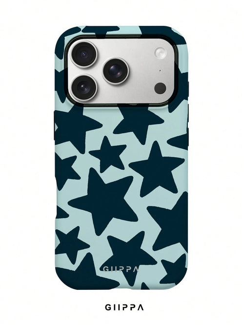 GIIPPA Star Elements Fashion Phone Case Star Fashion 1 Piece Dark Blue Hand-Painted Large Star Pattern Phone Case, Suitable For IPhone 17 Pro Max, 16 Pro Max, 15 Pro Max, 14 Pro Max, Korean Stylish An