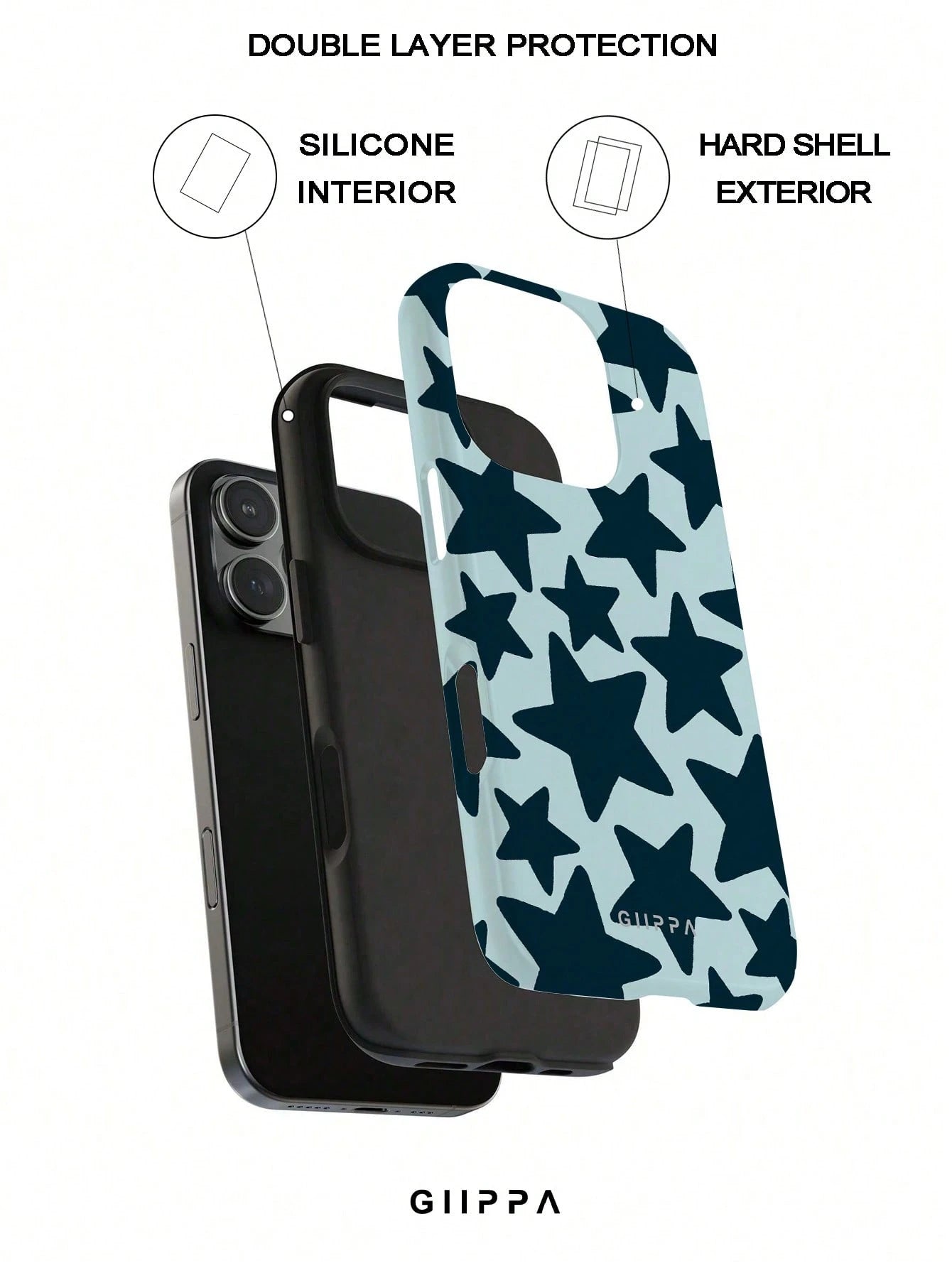 GIIPPA Star Elements Fashion Phone Case Star Fashion 1 Piece Dark Blue Hand-Painted Large Star Pattern Phone Case, Suitable For IPhone 17 Pro Max, 16 Pro Max, 15 Pro Max, 14 Pro Max, Korean Stylish An
