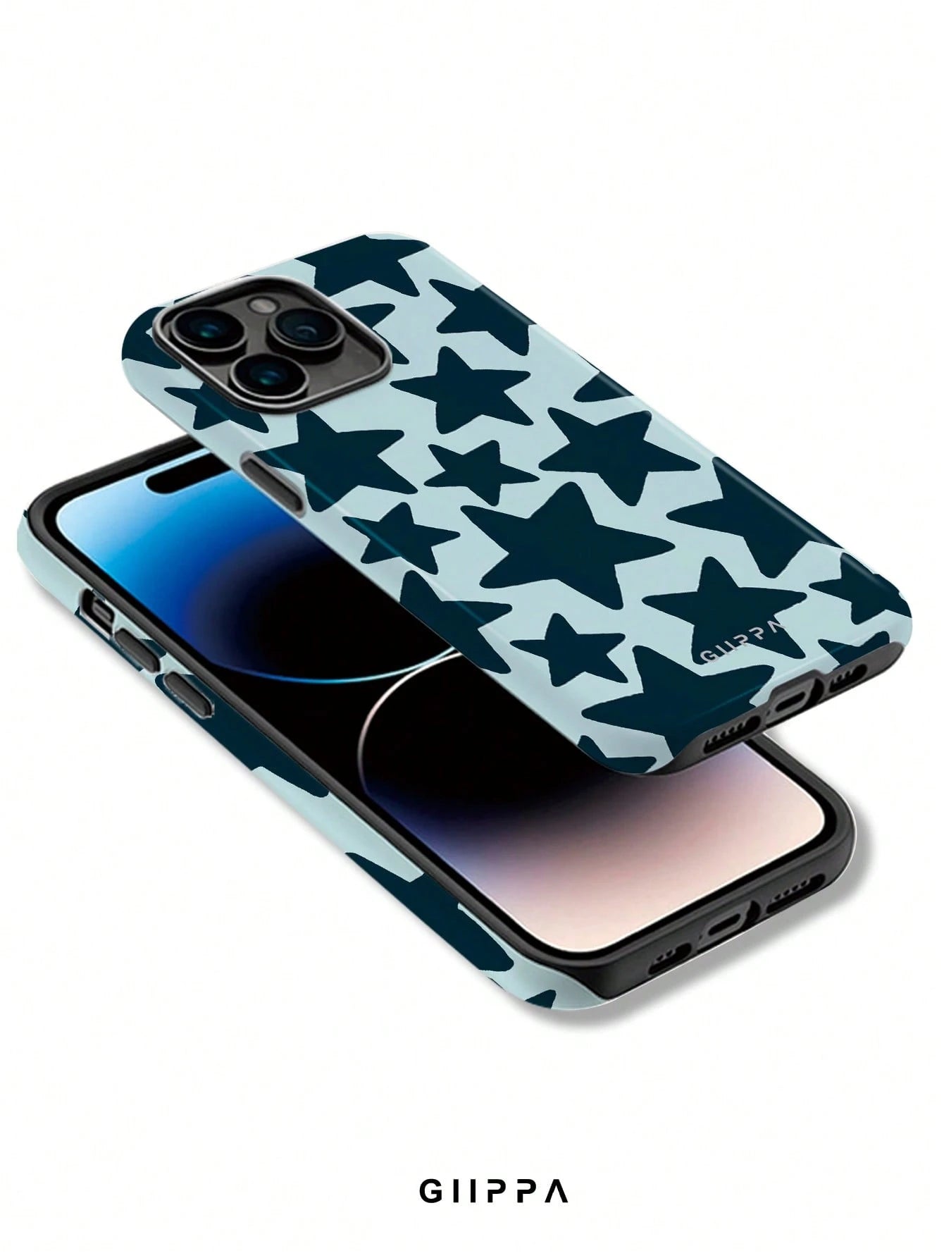GIIPPA Star Elements Fashion Phone Case Star Fashion 1 Piece Dark Blue Hand-Painted Large Star Pattern Phone Case, Suitable For IPhone 17 Pro Max, 16 Pro Max, 15 Pro Max, 14 Pro Max, Korean Stylish An