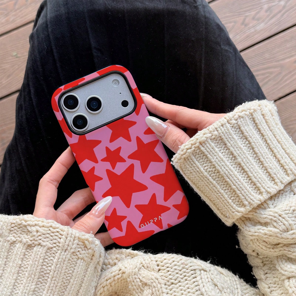 GIIPPA Star Elements Fashion Phone Case Star Fashion 1 Piece Dark Blue Hand-Painted Large Star Pattern Phone Case, Suitable For IPhone 17 Pro Max, 16 Pro Max, 15 Pro Max, 14 Pro Max, Korean Stylish An