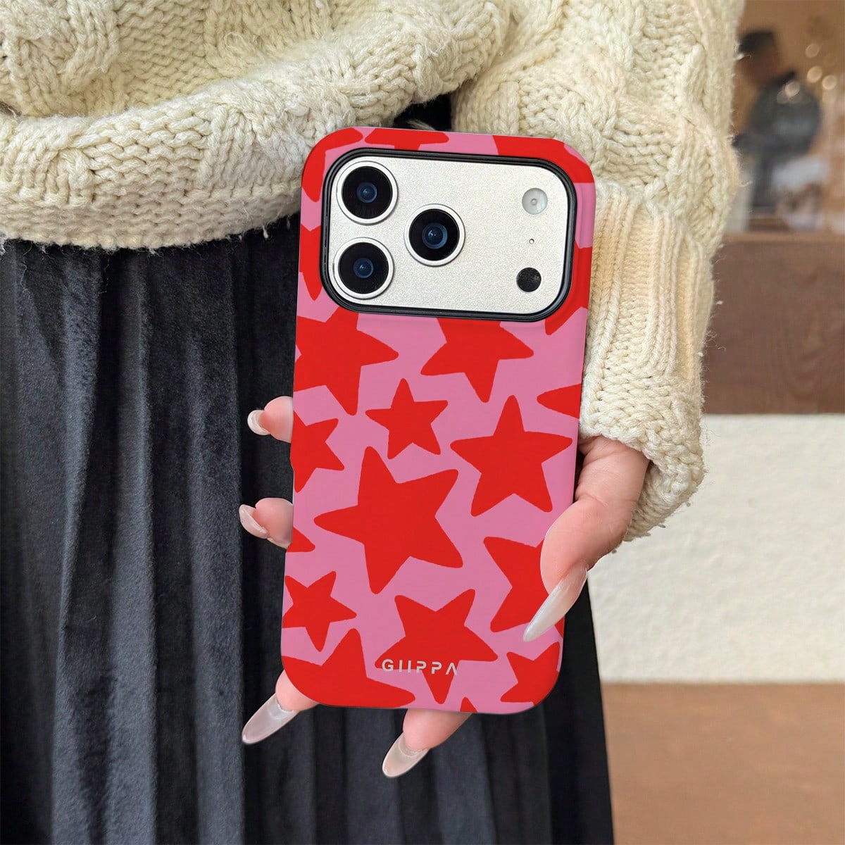 GIIPPA Star Elements Fashion Phone Case Star Fashion 1 Piece Dark Blue Hand-Painted Large Star Pattern Phone Case, Suitable For IPhone 17 Pro Max, 16 Pro Max, 15 Pro Max, 14 Pro Max, Korean Stylish An