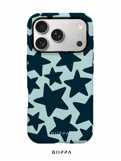 GIIPPA Star Elements Fashion Phone Case Star Fashion 1 Piece Dark Blue Hand-Painted Large Star Pattern Phone Case, Suitable For IPhone 17 Pro Max, 16 Pro Max, 15 Pro Max, 14 Pro Max, Korean Stylish An