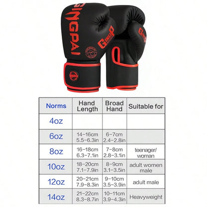 GINGPAI Boxing Gloves Sanda Combat Training Gloves For Adults And Teens, Unisex Muay Thai Professional Fighting Thick Padding