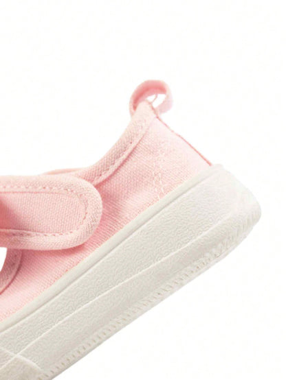 Girls' Pink Sweet Style Cute Bow Fashion Comfortable Breathable Soft Sole Casual Square Toe Cloth Shoes Suitable For Spring Outdoor Garden Activities And Play