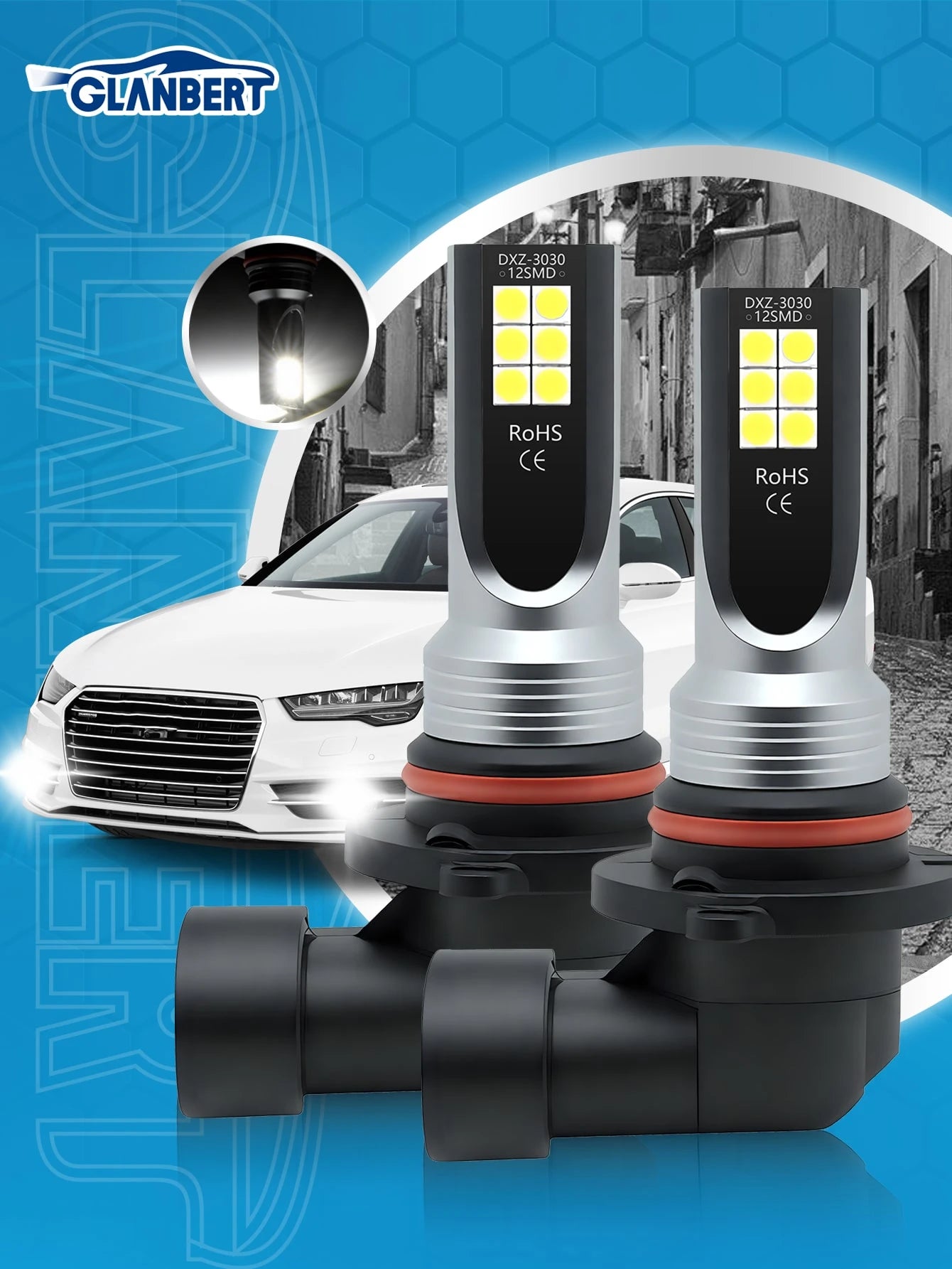 GLANBERT 2pcs Auto Fog Light New CSP Chips H4 H11 9005 9006 HB4 Car LED Fog Lights Headlight Bulbs Cars Lighting 6000K 8000K