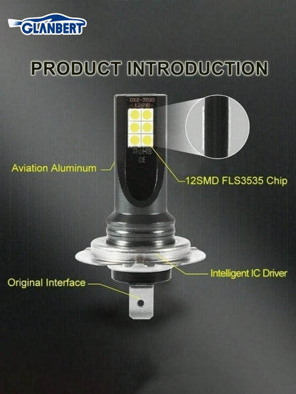 GLANBERT 2pcs Auto Fog Light New CSP Chips H4 H11 9005 9006 HB4 Car LED Fog Lights Headlight Bulbs Cars Lighting 6000K 8000K