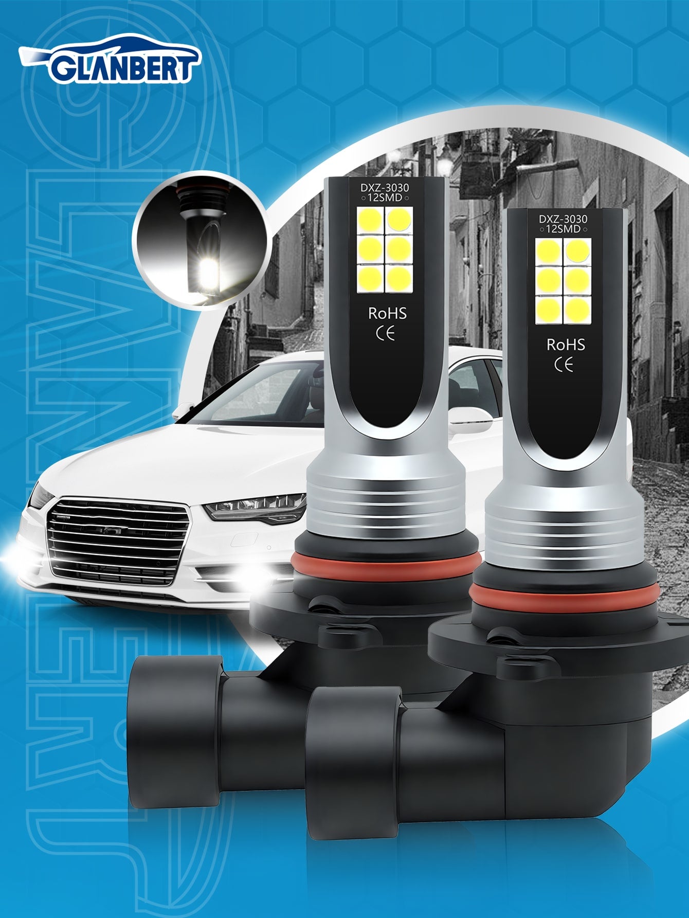 GLANBERT 2pcs Auto Fog Light New CSP Chips H4 H11 9005 9006 HB4 Car LED Fog Lights Headlight Bulbs Cars Lighting 6000K 8000K