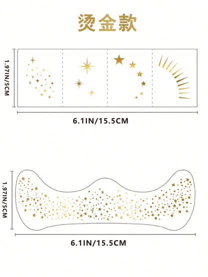 Glitter Freckles, 6PCS Glitter Freckles Face Tattoo, Sparkle Freckles For Women, Waterproof Gold Temporary Face Tattoos Glitter Glow Up Patches Makeup Patches Mardi Gras(Gold)