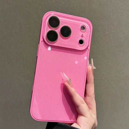Glossy Pastel Yellow Candy Color Phone Case With Large Full Camera Lens Protection Window, Shockproof Anti-Scratch Hard Bumper Cover, Minimalist Solid Color Aesthetic Slim Fit Case For IPhone 17/16/15