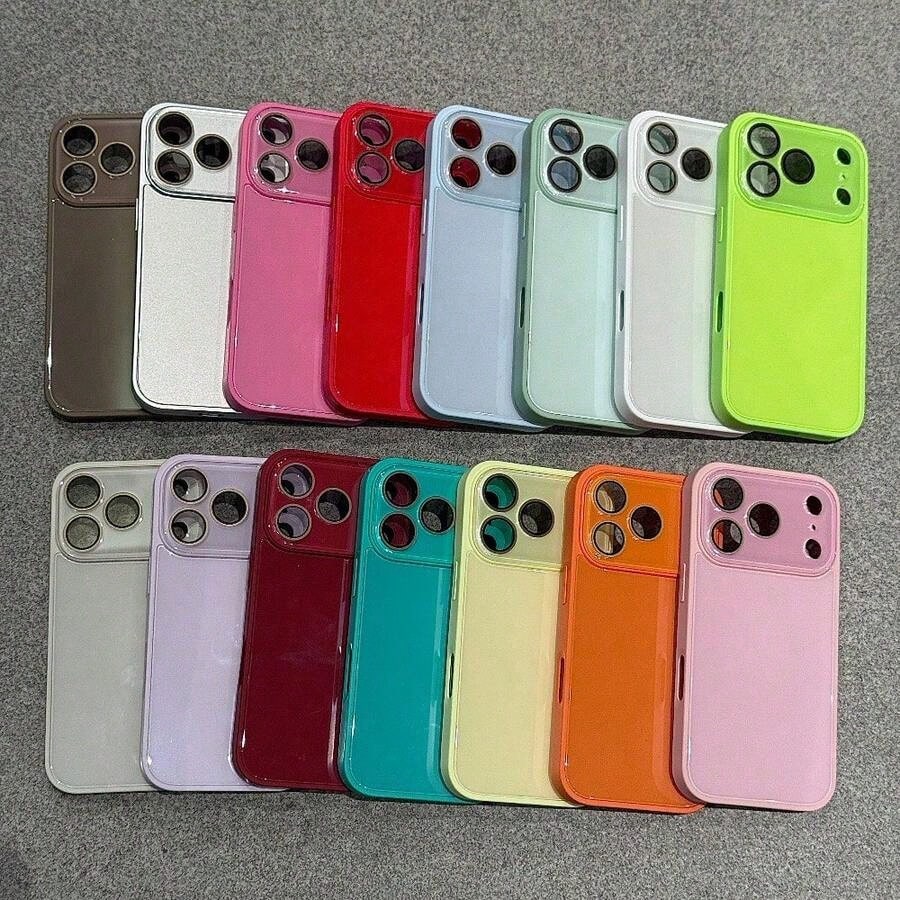 Glossy Pastel Yellow Candy Color Phone Case With Large Full Camera Lens Protection Window, Shockproof Anti-Scratch Hard Bumper Cover, Minimalist Solid Color Aesthetic Slim Fit Case For IPhone 17/16/15