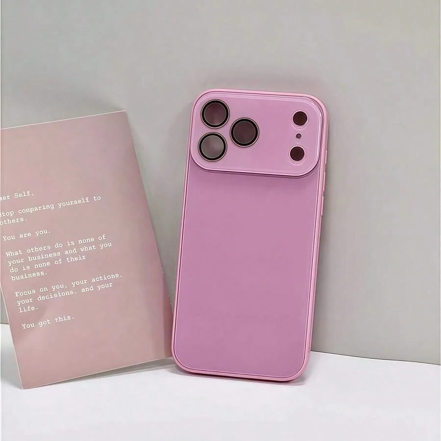 Glossy Pastel Yellow Candy Color Phone Case With Large Full Camera Lens Protection Window, Shockproof Anti-Scratch Hard Bumper Cover, Minimalist Solid Color Aesthetic Slim Fit Case For IPhone 17/16/15
