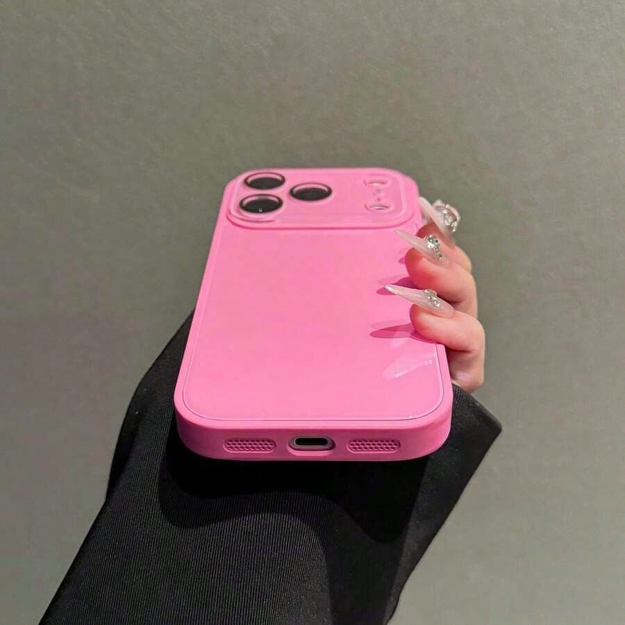Glossy Pastel Yellow Candy Color Phone Case With Large Full Camera Lens Protection Window, Shockproof Anti-Scratch Hard Bumper Cover, Minimalist Solid Color Aesthetic Slim Fit Case For IPhone 17/16/15
