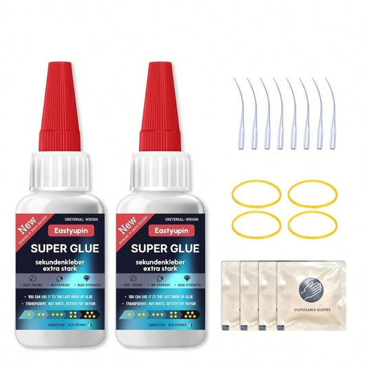 Glue All Purpose 80 G/ 2.82 Oz, Fast Drying Waterproof, With Anti-Clog Caps Precision Drip Nozzle, Glue Shoe Plastic Ceramic Glass Leather Fabric Glue