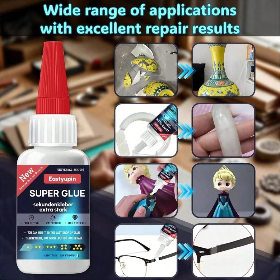 Glue All Purpose 80 G/ 2.82 Oz, Fast Drying Waterproof, With Anti-Clog Caps Precision Drip Nozzle, Glue Shoe Plastic Ceramic Glass Leather Fabric Glue