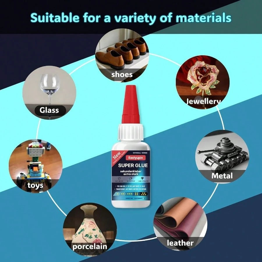 Glue All Purpose 80 G/ 2.82 Oz, Fast Drying Waterproof, With Anti-Clog Caps Precision Drip Nozzle, Glue Shoe Plastic Ceramic Glass Leather Fabric Glue