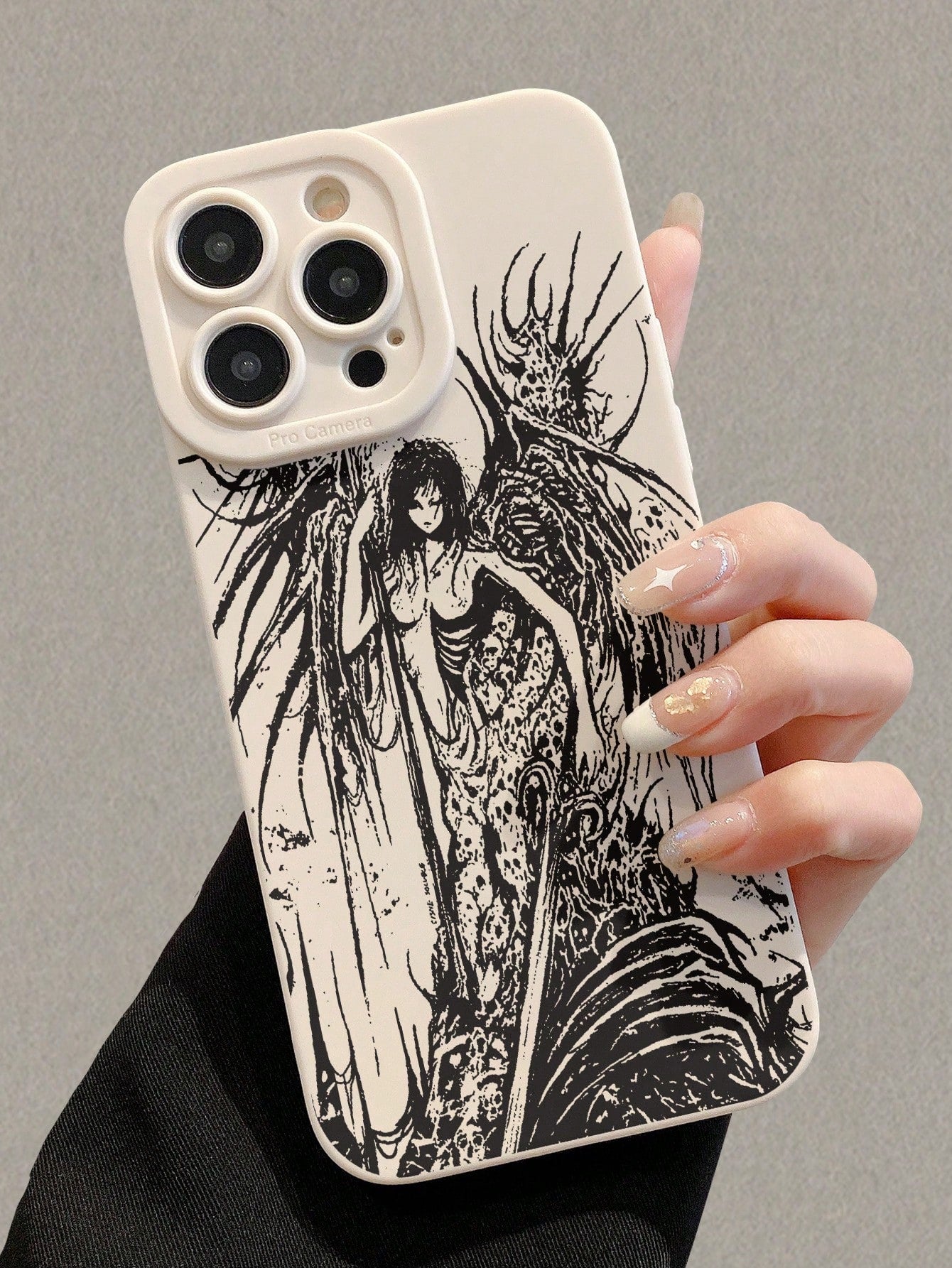 Gothic Style Fashion 2pcs Perforated Straight Edge Portrait Painted Thick Shockproof Protective Phone Case, Compatible With IPhone 15 Pro Max, Compatible With IPhone 16, Compatible With IPhone 16 Pro