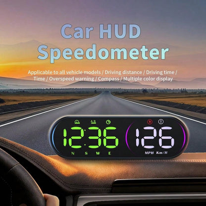 GPS Speedometer Car Head-Up Speedometer Displays Real-Time Speed, Time, Mileage, Trip Time, Driving Direction And Steering Angle, Comes With Charging Cable, Suction Cup And Adhesive Sticker Holidy Gif