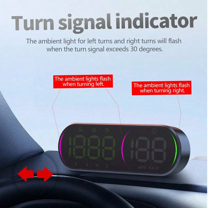 GPS Speedometer Car Head-Up Speedometer Displays Real-Time Speed, Time, Mileage, Trip Time, Driving Direction And Steering Angle, Comes With Charging Cable, Suction Cup And Adhesive Sticker Holidy Gif