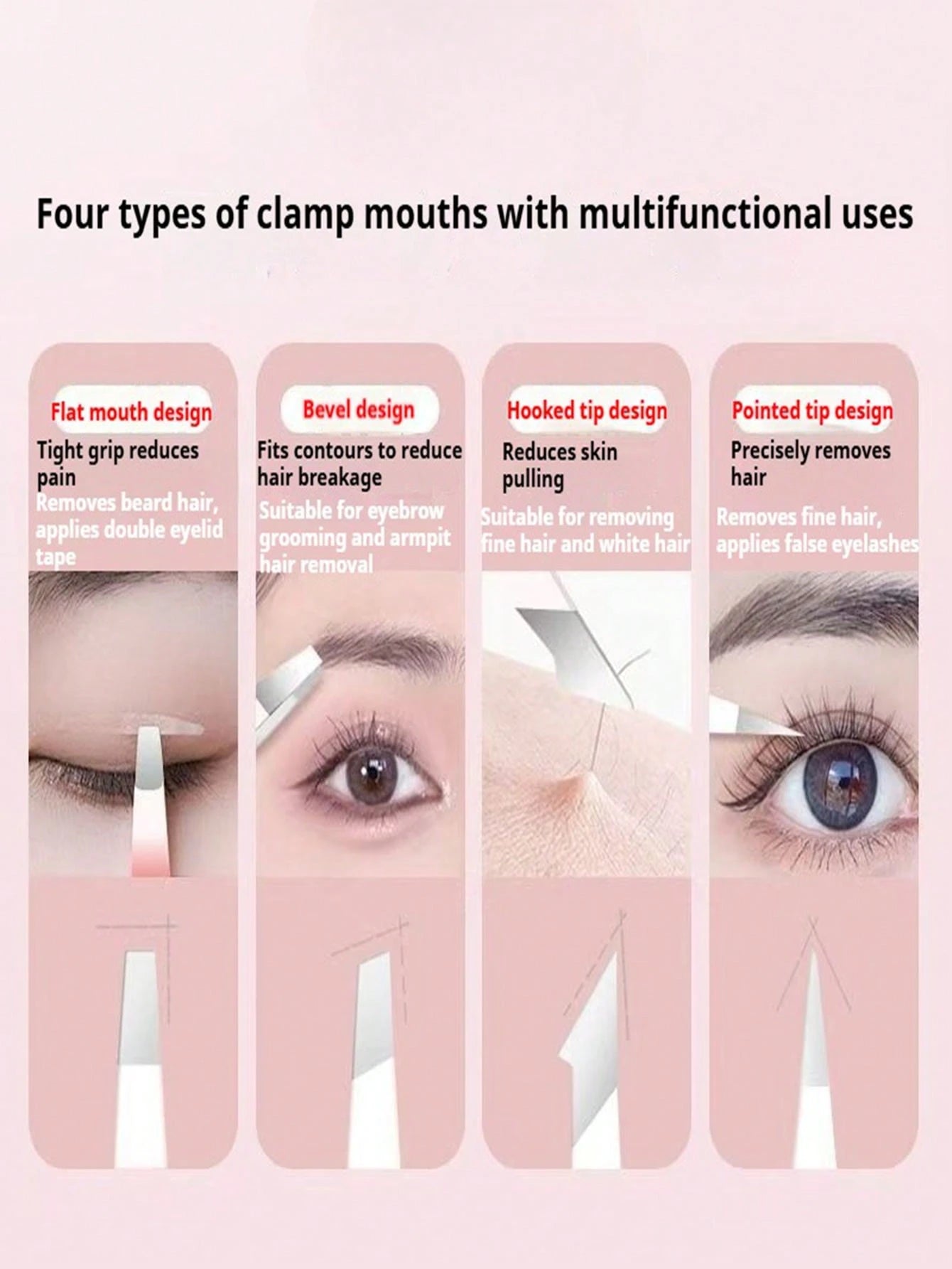 Gradient Stainless Steel Slanted Eyebrow Tweezers, Precise Facial Hair Trimming Tool, Suitable For Eyebrows, Beard And Mustache, Multi-Purpose Beauty Tweezers, Suitable For Daily Home Makeup And Salon