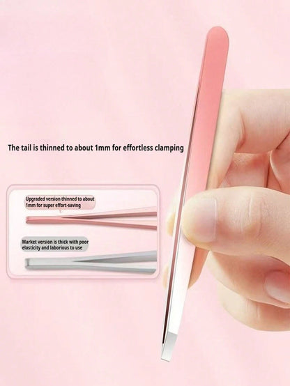 Gradient Stainless Steel Slanted Eyebrow Tweezers, Precise Facial Hair Trimming Tool, Suitable For Eyebrows, Beard And Mustache, Multi-Purpose Beauty Tweezers, Suitable For Daily Home Makeup And Salon