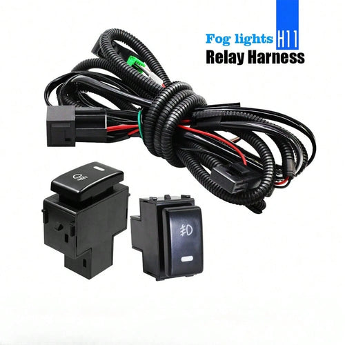 H11 H16 Fog Light Lamp Wiring Harness Socket Wire Connector Equipped With A 40A Relay And ON/OFF Switch Kits Suitable For LED Work Lamps, Driving Lights, And More.