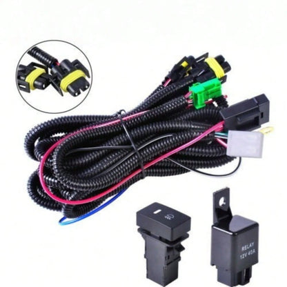 H11 H16 Fog Light Lamp Wiring Harness Socket Wire Connector Equipped With A 40A Relay And ON/OFF Switch Kits Suitable For LED Work Lamps, Driving Lights, And More.