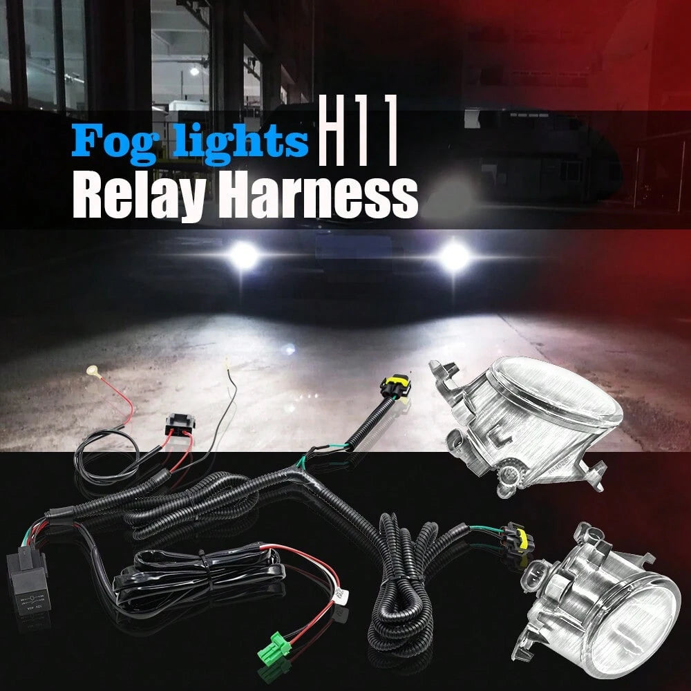 H11 H16 Fog Light Lamp Wiring Harness Socket Wire Connector Equipped With A 40A Relay And ON/OFF Switch Kits Suitable For LED Work Lamps, Driving Lights, And More.