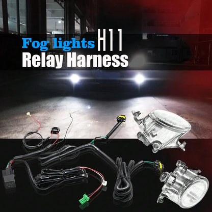 H11 H16 Fog Light Lamp Wiring Harness Socket Wire Connector Equipped With A 40A Relay And ON/OFF Switch Kits Suitable For LED Work Lamps, Driving Lights, And More.