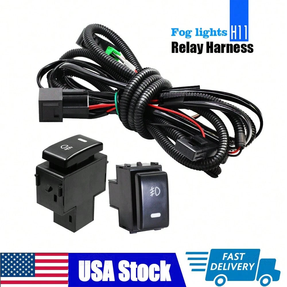 H11 H16 Fog Light Lamp Wiring Harness Socket Wire Connector Equipped With A 40A Relay And ON/OFF Switch Kits Suitable For LED Work Lamps, Driving Lights, And More.