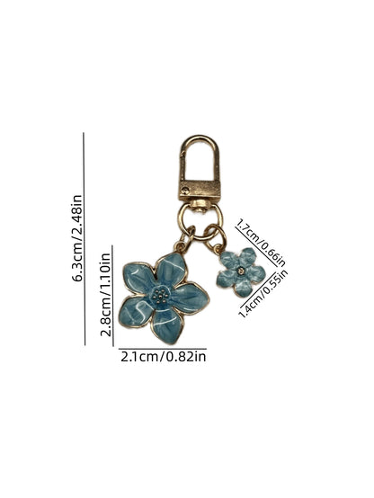 HAILIAN 1pc Alloy Cherry Blossom Shaped Keychain Lightweight & Ethereal Sakura With Square Tag Suitable For Bag Charm Car Key Chain Couples Birthday Holiday Gifts Gifts For Women Valentines