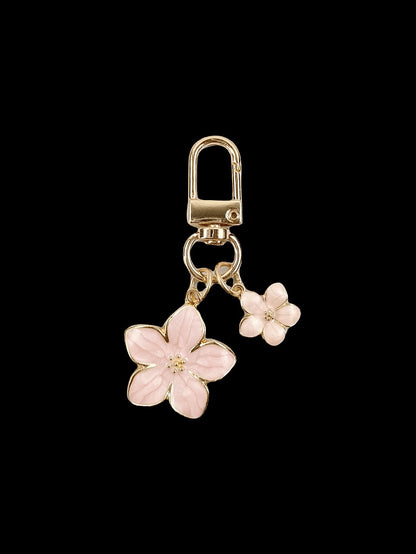 HAILIAN 1pc Alloy Cherry Blossom Shaped Keychain Lightweight & Ethereal Sakura With Square Tag Suitable For Bag Charm Car Key Chain Couples Birthday Holiday Gifts Gifts For Women Valentines