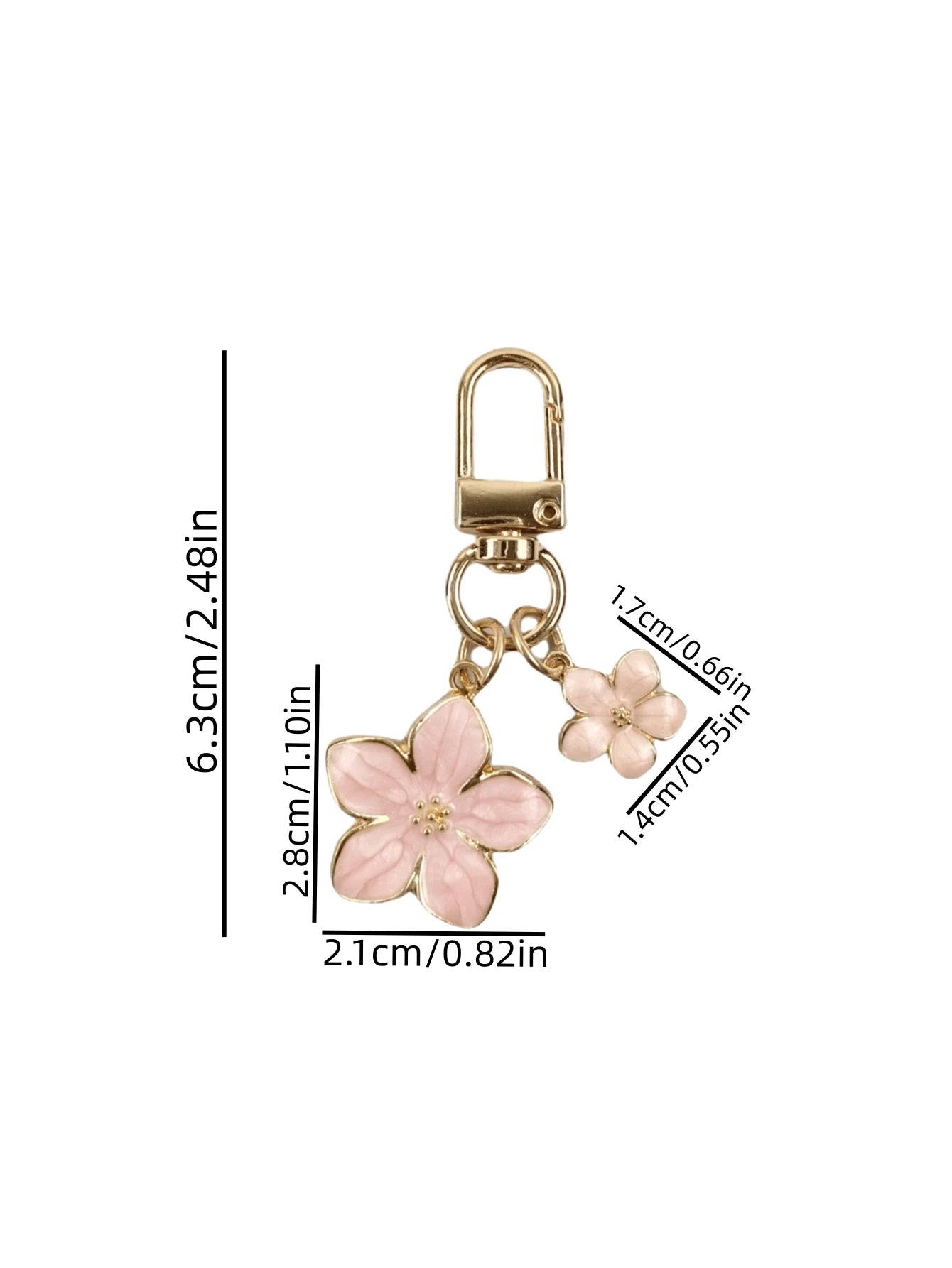 HAILIAN 1pc Alloy Cherry Blossom Shaped Keychain Lightweight & Ethereal Sakura With Square Tag Suitable For Bag Charm Car Key Chain Couples Birthday Holiday Gifts Gifts For Women Valentines
